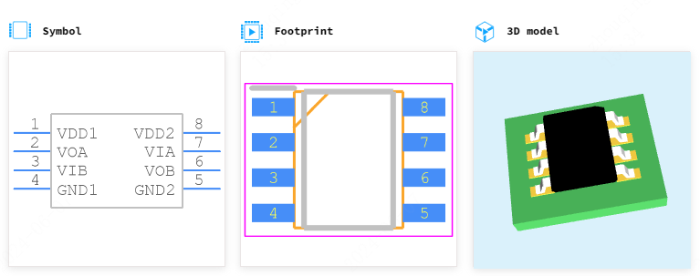 ADUM3211ARZ引脚图和PCB焊盘图