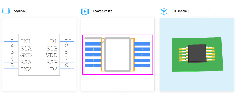 ADG836YRMZ引脚图和PCB焊盘图