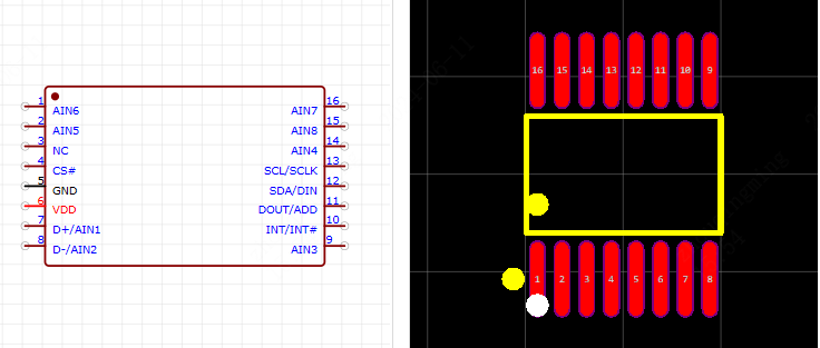 ADT7411ARQZ引脚图和PCB焊盘图