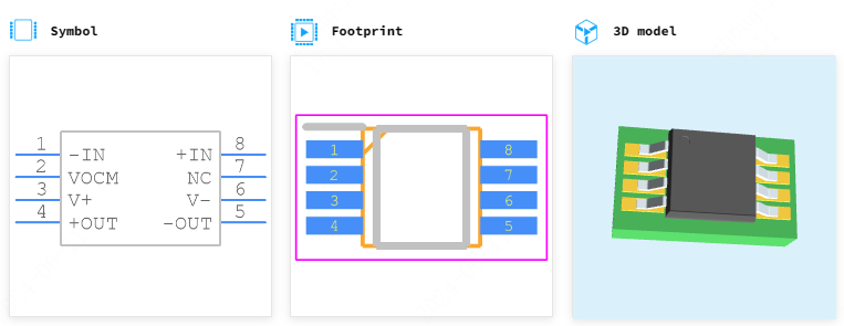 AD8138ARMZ-REEL7引脚图和PCB焊盘图