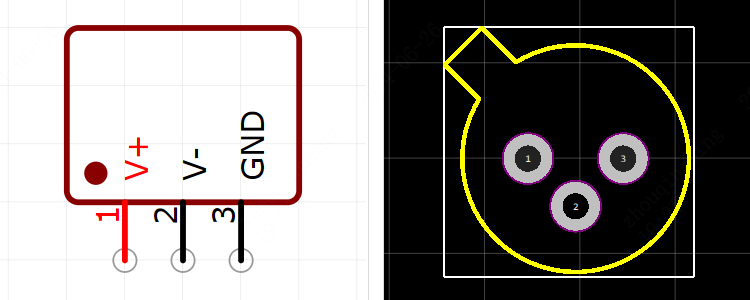 AD590KH引脚图和PCB焊盘图