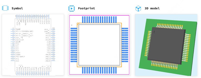 STM32F100RET6B引脚图和PCB焊盘图