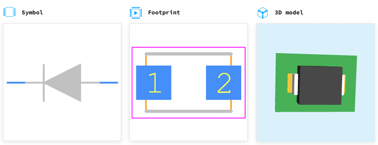 STTH1L06U引脚图和PCB焊盘图
