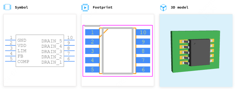 VIPER06HS引脚图和PCB焊盘图
