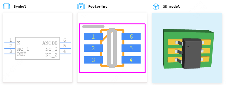 TL431AICT引脚图和PCB焊盘图