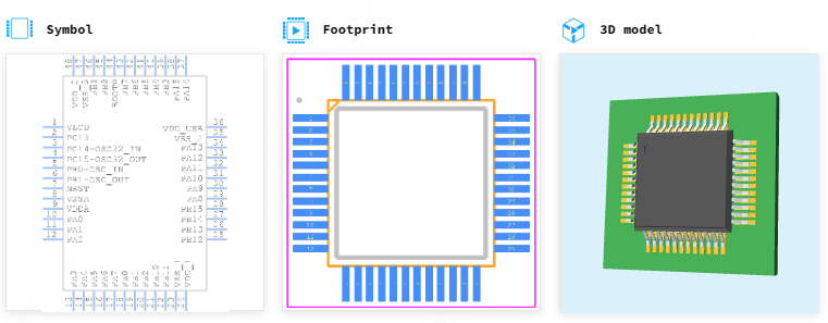 STM32L073CBT6引脚图和PCB焊盘图