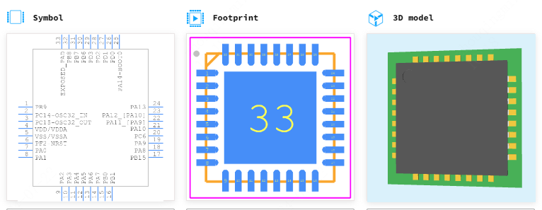 STM32G071KBU6N引脚图和PCB焊盘图