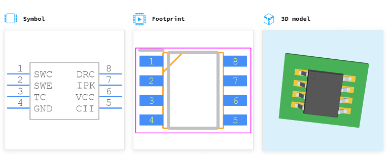 MC34063EBD-TR引脚图和PCB焊盘图