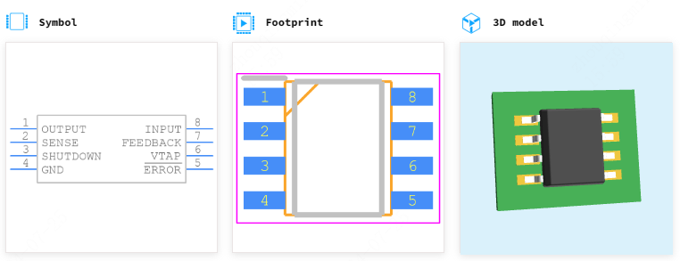 LP2951-50QDRQ1引脚图和PCB焊盘图
