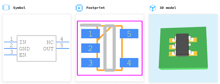 TPS70916DBVR引脚图和PCB焊盘图