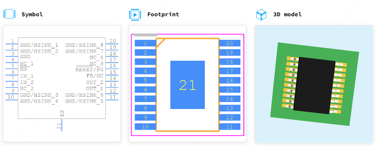 TPS77633PWP引脚图和PCB焊盘图