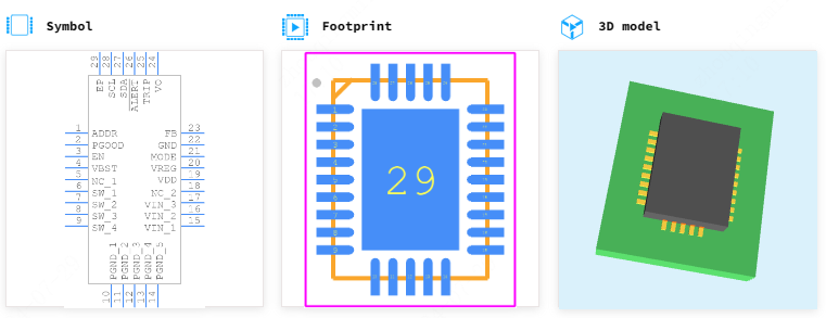 TPS549A20RVET引脚图和PCB焊盘图