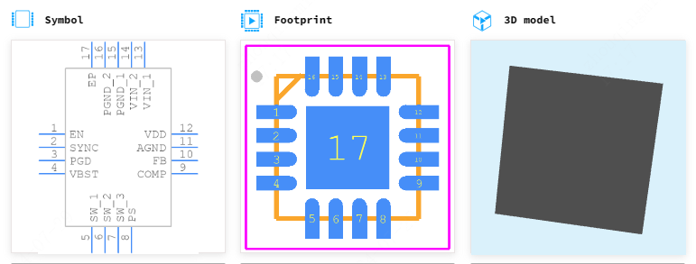 TPS53321RGTR引脚图和PCB焊盘图