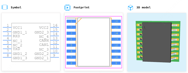ISO1050DWR引脚图和PCB焊盘图