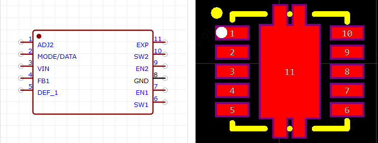 TPS62420DRCR引脚图和PCB焊盘图