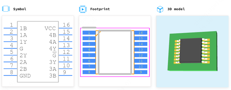 SN65LVDT33PWR引脚图和PCB焊盘图