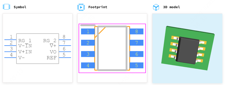 INA126UA引脚图和PCB焊盘图