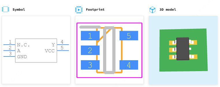 SN74LVC1GU04DBVR引脚图和PCB焊盘图