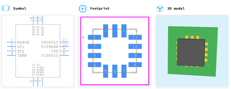 ADXL354CEZ-RL7引脚图和PCB焊盘图