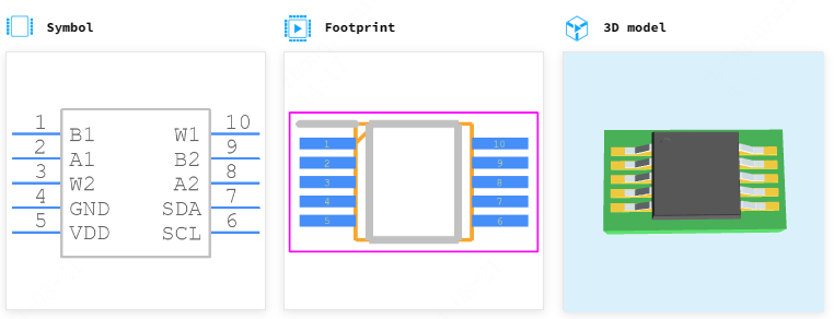 AD5243BRMZ50-RL7引脚图和PCB焊盘图