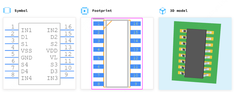 ADG211AKRZ引脚图和PCB焊盘图
