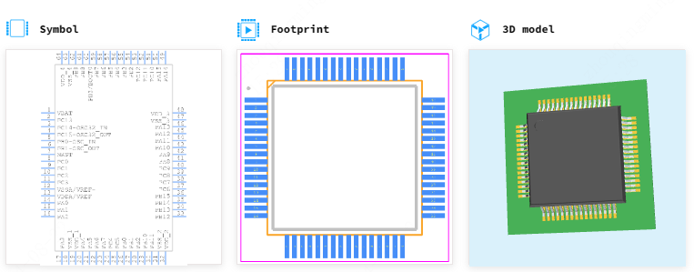 STM32L431RCT6引脚图和PCB焊盘图