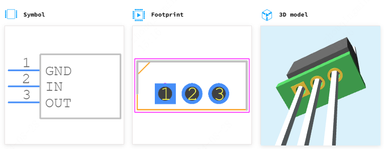 L7915CV-DG引脚图和PCB焊盘图