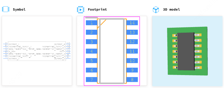 TL064CDT引脚图和PCB焊盘图