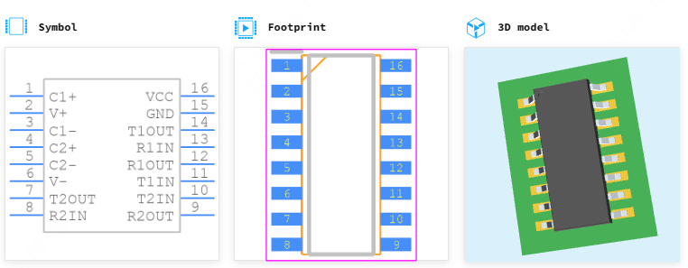 ST232ECDR引脚图和PCB焊盘图