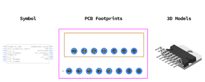 TDA7294V引脚图和PCB焊盘图