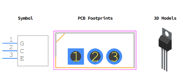 STGF3NC120HD引脚图和PCB焊盘图