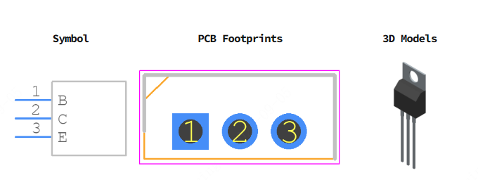 BDX53C引脚图和PCB焊盘图