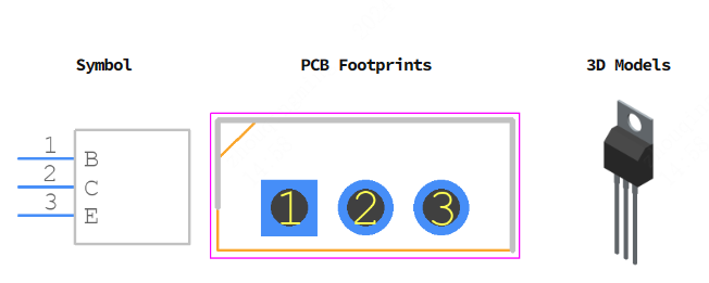 TIP31A引脚图和PCB焊盘图