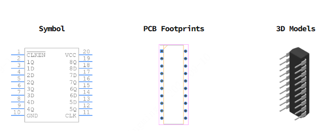 SN74HC377N引脚图和PCB焊盘图