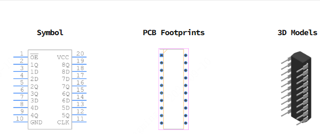 SN74HC374N引脚图和PCB焊盘图
