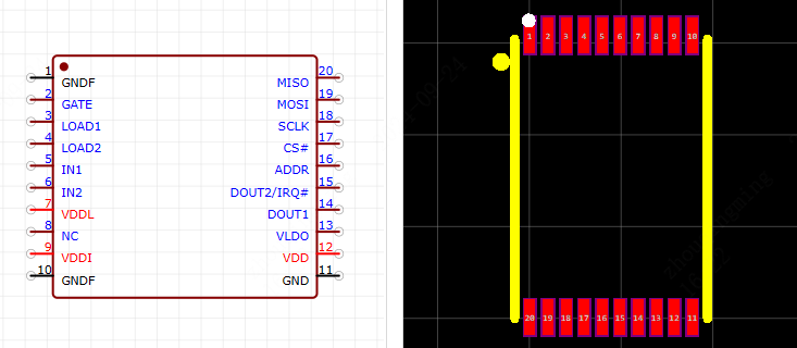 ADE1202ACCZ引脚图和PCB焊盘图