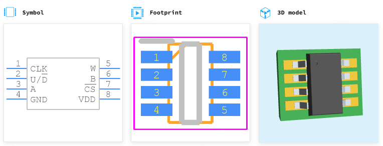 AD5227BUJZ10-R2引脚图和PCB焊盘图
