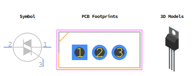 BTA12-600CWRG引脚图和PCB焊盘图