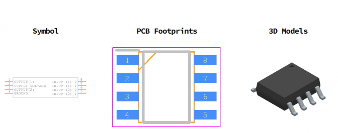 TDA2822D引脚图和PCB焊盘图