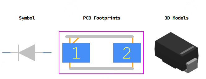 STTH1R06A引脚图和PCB焊盘图