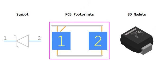 SM6T18A引脚图和PCB焊盘图