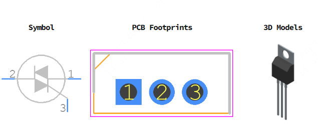 BTA24-800BWRG引脚图和PCB焊盘图
