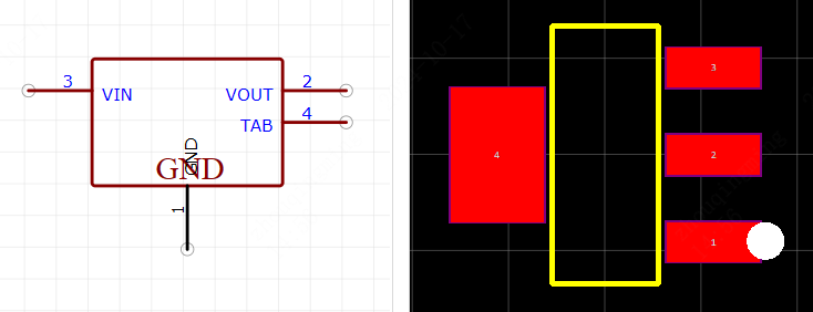 LD1117S25TR引脚图和PCB焊盘图