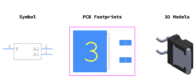 STPS20H100CG-TR引脚图和PCB焊盘图