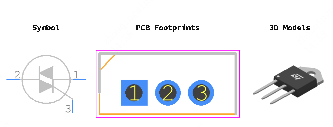 BTB24-600BWRG引脚图和PCB焊盘图