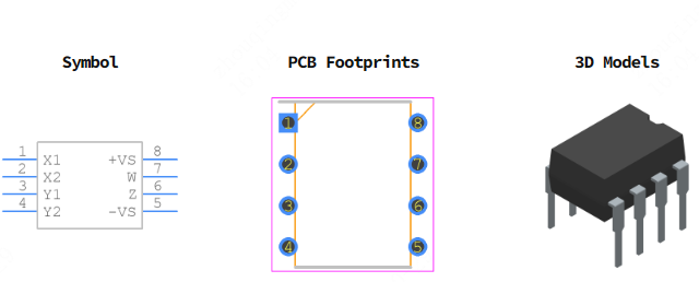 AD633JNZ引脚图和PCB焊盘图