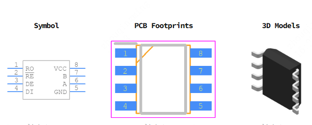 ADM485JRZ-REEL7引脚图和PCB焊盘图