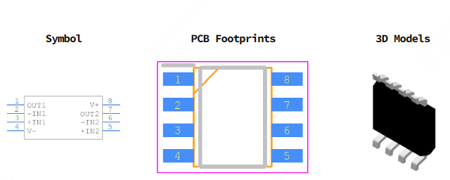 AD822BRZ-REEL引脚图和PCB焊盘图