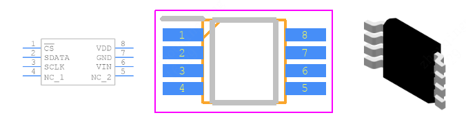 AD7466BRMZ引脚图和PCB焊盘图