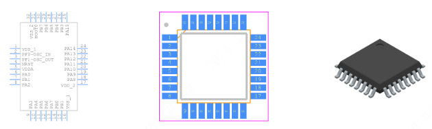 STM32F051K8T6引脚图和PCB焊盘图